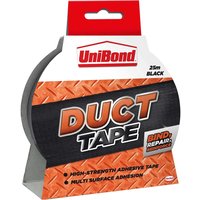 Black Unibond Duct Tape roll with orange label, featuring high-strength adhesive and multi-surface adhesion.