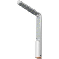 White V7 UV sterilizer with 20 LED beads, foldable design, rechargeable, includes a compact carrying bag.