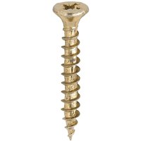 Velocity Premium Countersunk Pozi Wood Screw, gold finish, sharp tip, spiral thread, flat head with cross slot.