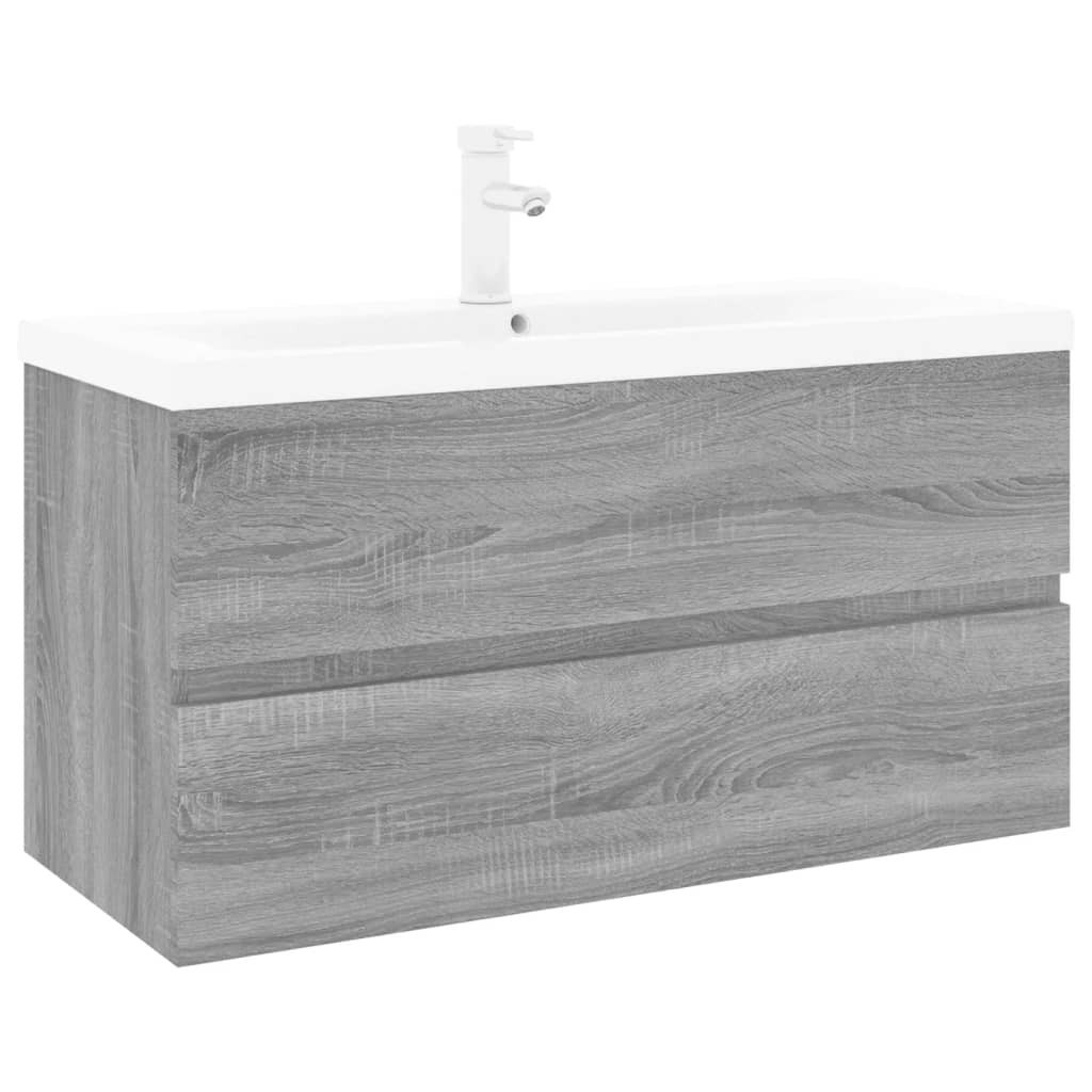 vidaXL 2 Drawer Grey Sonoma Bathroom Sink Cabinet with Built in Basin - image 2