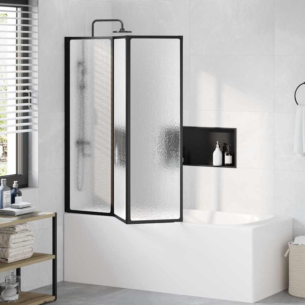 vidaXL Black Shower Screen 132 x 2 x 140cm - image 3