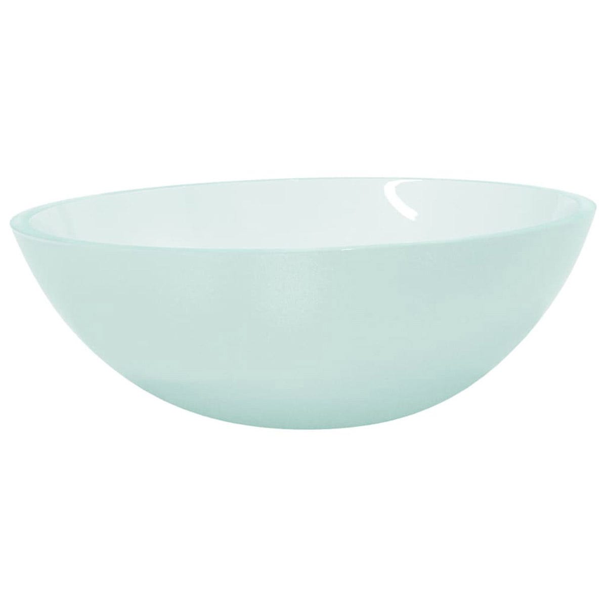 Frosted cream glass basin with a smooth, rounded design, measuring 50x37x14 cm, ideal for modern decor or functional use.