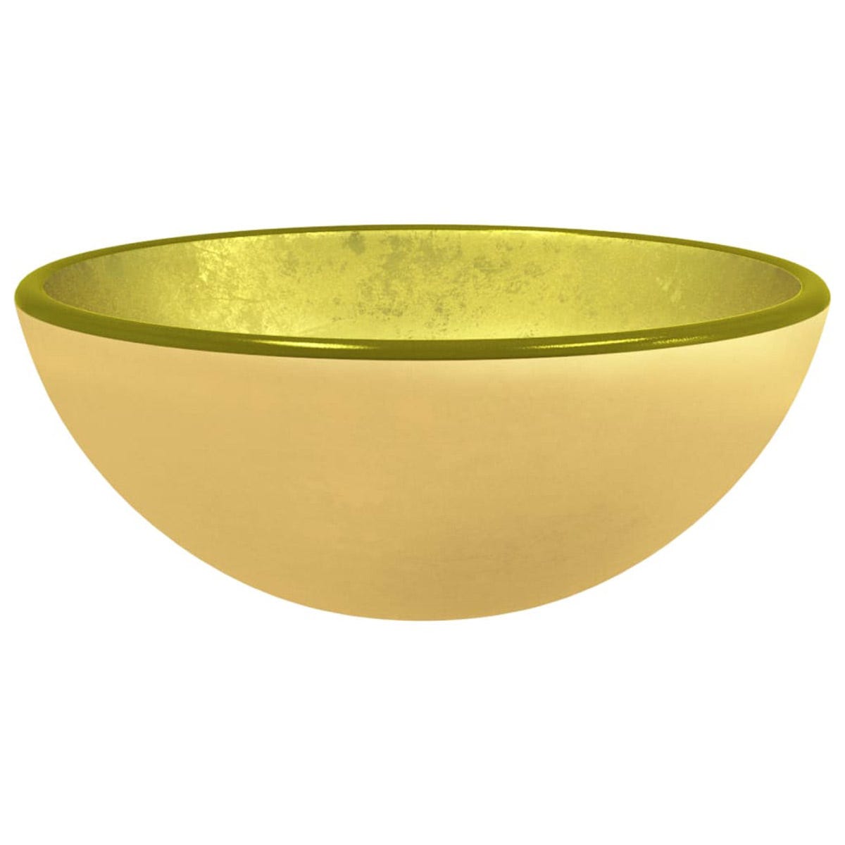 Tempered glass basin in a gold finish, measuring 30x12 cm, featuring a smooth, shiny surface and a rounded, bowl-like shape.