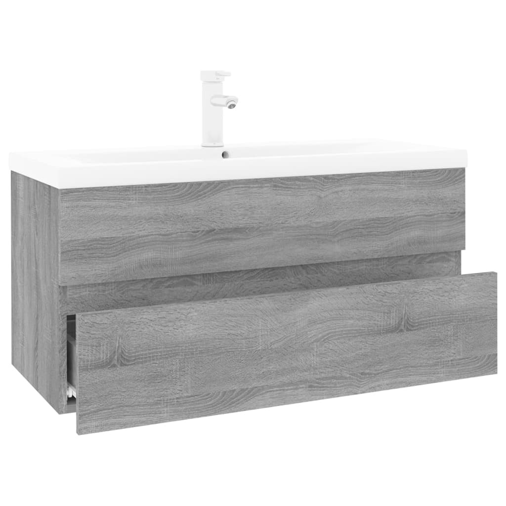 vidaXL Single Drawer Grey Sonoma Wall Mounted Sink Cabinet with Basin - image 2