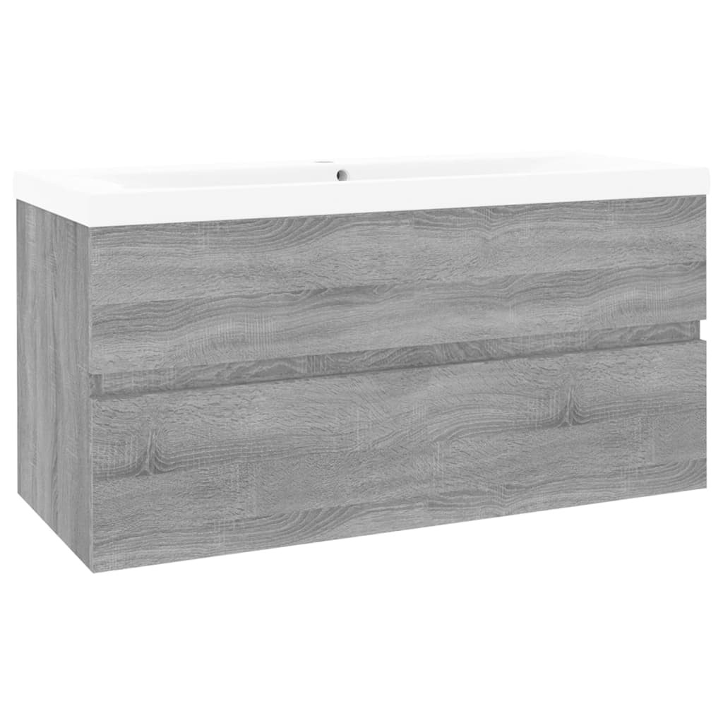 vidaXL Single Drawer Grey Sonoma Wall Mounted Sink Cabinet with Basin - image 4