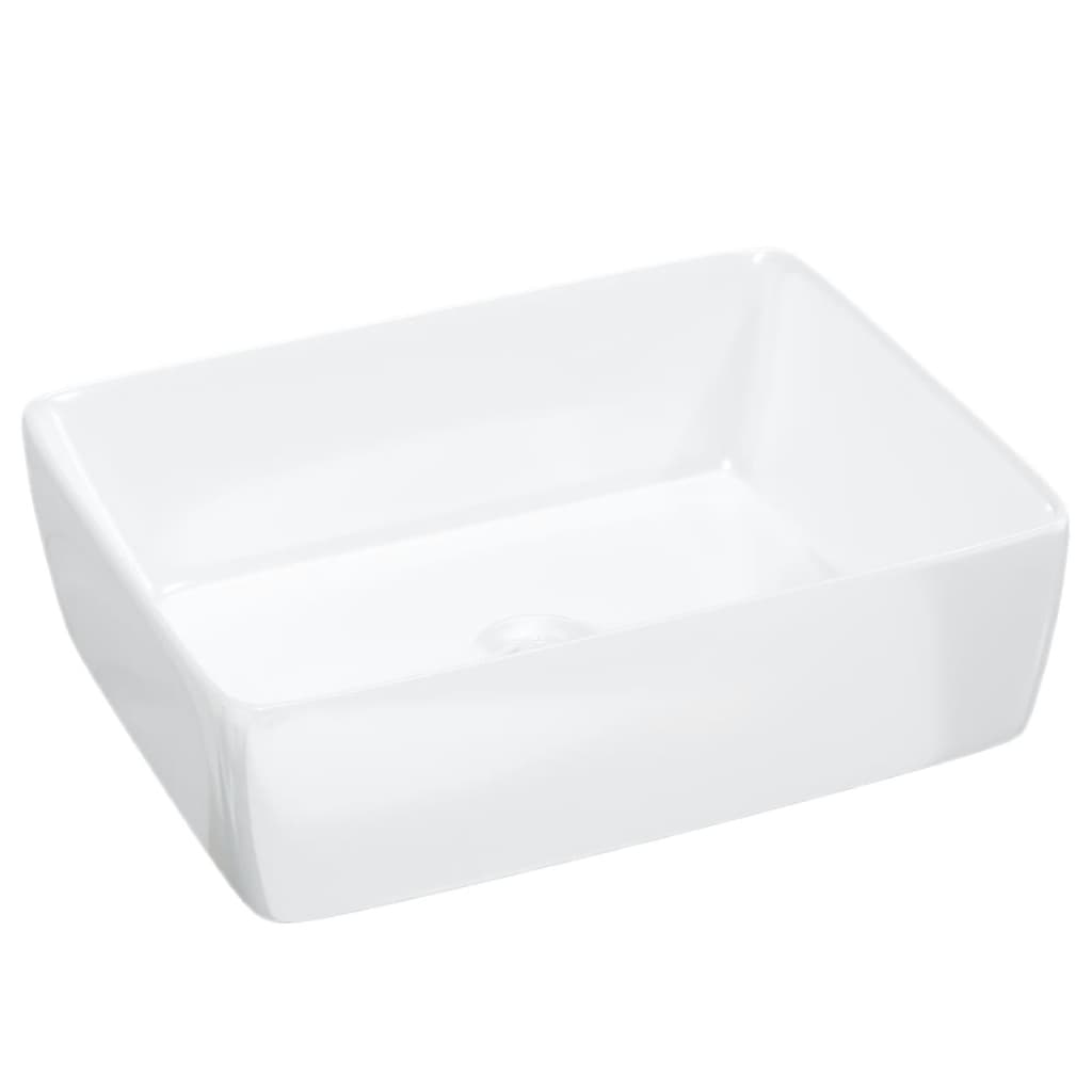 vidaXL White Ceramic Rectangular Wash Basin 130 x 370 x 480mm - image 2