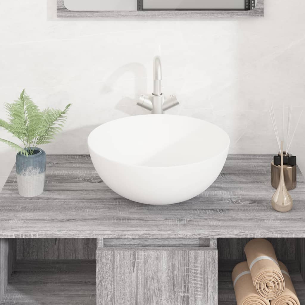 vidaXL White Ceramic Round Wash Basin 150 x 360mm - image 3
