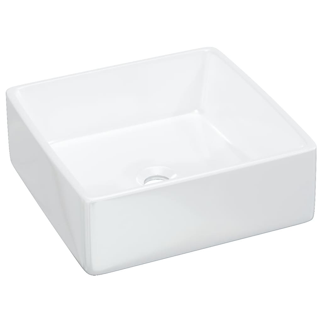 vidaXL White Ceramic Square Wash Basin 130 x 370 x 370mm - image 2