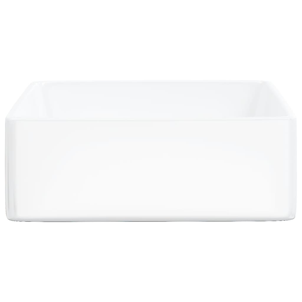 vidaXL White Ceramic Square Wash Basin 130 x 370 x 370mm - image 4