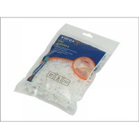 Clear plastic bag of Vitrex 4mm floor tile spacers, pack of 500, with blue and orange label.