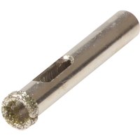 Vitrex 8mm hard tile drill bit, silver with diamond-tipped edge and side opening for dust removal.