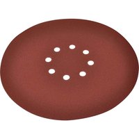 Red Vitrex 225mm long reach drywall sanding disc with eight holes in a circular pattern.