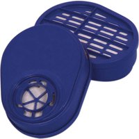 Blue Vitrex A1 respirator filters with circular vents and grid pattern, designed for 331300 respirator.