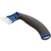 Vitrex Heavy Duty Grout Rake with blue handle, curved black grip, and angled metal blade.
