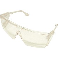 Clear Vitrex safety glasses with wraparound design and adjustable temples.