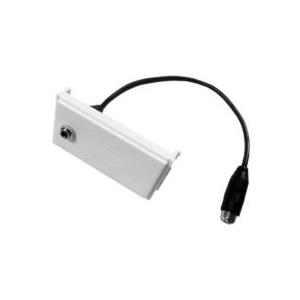 White wall plate/switch cover with a sleek design, featuring a single connector and a black cable attached, made from durable plastic material.