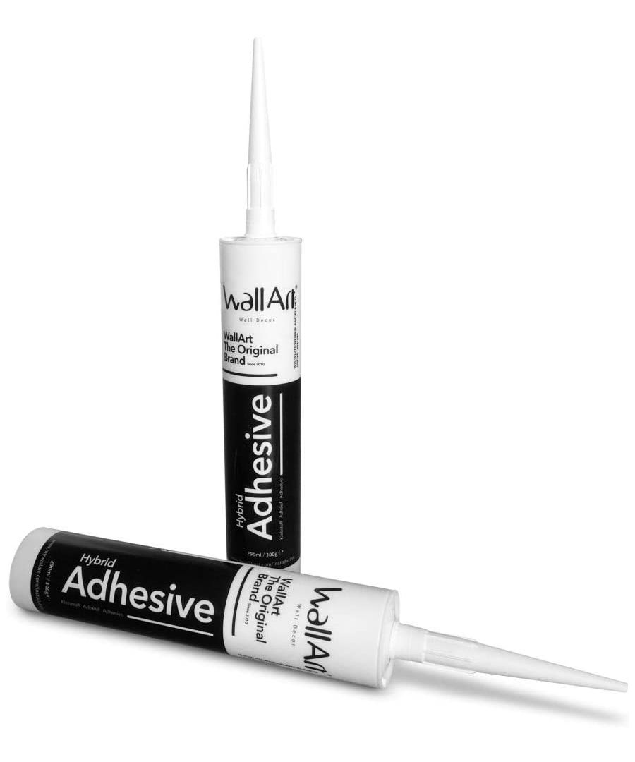 Premium white hybrid adhesive tube for eco-friendly 3D wall panels, featuring a precision nozzle for easy application and a sleek black and white design.