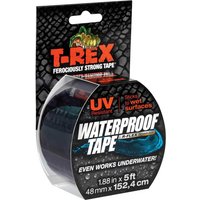 Black T Rex waterproof tape with textured packaging, UV resistant, 1.88 in x 5 ft, sticks to wet surfaces.