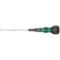 Wera 1834 Kraftform Ball Grip Slotted Screwdriver with black and green ergonomic handle and silver shaft.