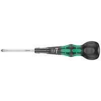 Wera 1855 Kraftform Ball Grip Pozi Screwdriver with black and green ergonomic handle and silver shaft.