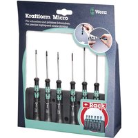 Wera 2052/6 Screwdriver Set, black handles with turquoise accents, hex tips, in a blue display box.