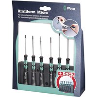 Wera 2069/6 Screwdriver Set, black handles with turquoise accents, six precision screwdrivers in a display box.