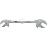 Silver Wera 6006 Joker double spanner with self-setting jaws and sleek ergonomic design.