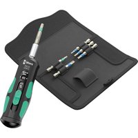 Wera 7515/7 Kraftform 7 Piece Bicycle Torque Screwdriver Set with green accents and black carrying case.