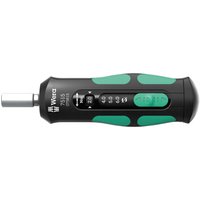 Black and green Wera torque screwdriver with adjustable settings and ergonomic handle.