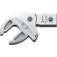 Silver Wera 7880 Joker L spanner insert with open-end design, compatible with Click Torque X wrenches, size markings visible.