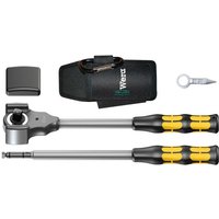 Wera 8002C Koloss 1/2" ratchet hammer set with dual-tone handles, black case, and metal ring attachment.