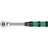 Wera 8006 C Zyklop 1/2" drive hybrid ratchet with silver metal head and black handle featuring green grip accents.