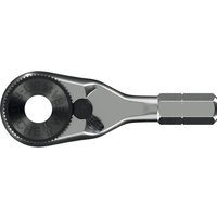 Wera 8011 Zyklop 1/4" mini ratchet adaptor, silver with black circular gear and hexagonal bit holder.