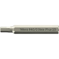 Wera 840/0 Hex Plus Micro Screwdriver Bit, 4mm, silver with engraved text, precision tip for detailed work.
