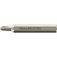 Wera 851/0 PH 4mm Hex Drive Micro Phillips Screwdriver Bit, silver with engraved text, hexagonal shaft.