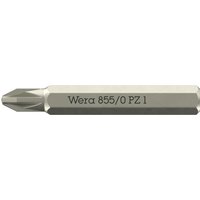 Wera 855/0 4mm hex drive micro Pozi screwdriver bit, silver with engraved text, hexagonal shaft, and precision tip.