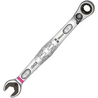 Wera 8mm Joker Switch ratcheting spanner, silver with open-end and ratcheting ring, ergonomic grip, and switch lever.