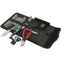 Black Wera 9100 Guitar Tool Set with 27 pieces, including pliers, hex keys, and screwdriver in a foldable case.