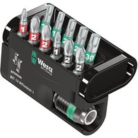 Wera Bit-Check 12 BiTorsion set, black case with 12 color-coded bits and magnetic holder, compact and portable design.