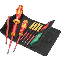 Wera Kraftform Kompakt 16 Piece VDE Insulated Torque Screwdriver Set with red and yellow handles in black case.
