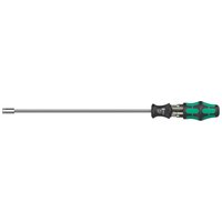 Wera Kraftform Kompakt 27 XL SHK 1 Long Screwdriver with green and black ergonomic handle and interchangeable bits.