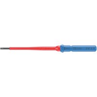 Red and blue Wera Kraftform Kompakt 64 I VDE insulated hex plus screwdriver blade with ergonomic handle.