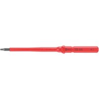 Red Wera Kraftform Kompakt 68 I VDE insulated square screwdriver blade with ergonomic handle and black tip.