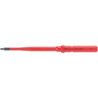 Red Wera Kraftform Kompakt 68 iS VDE Slim Square Screwdriver Blade with insulated handle and slim shaft.