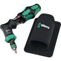 Wera Kraftform Kompakt 7 Piece Pistol Grip Ratchet Screwdriver Set with black and green ergonomic handle and bit holder.