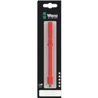 Red Wera Kraftform Kompakt A VDE 1/4" socket adaptor in black packaging with green Wera logo and text.