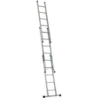 Werner 4 Way Combi Ladder, silver aluminum, extendable, multi-position with stabilizing feet and locking hinges