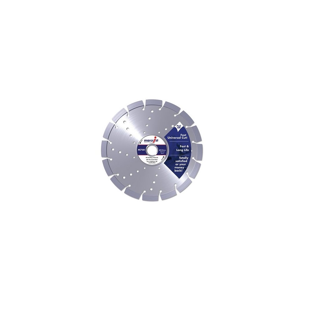 Circular saw blade with a 300mm diameter and 20mm arbor, featuring a silver metallic finish, segmented edge, and multiple holes for efficient cutting in wet or dry conditions.
