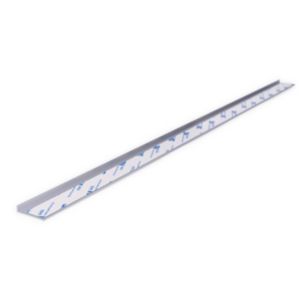 Alloy silver aluminium worktop end cap measuring 600mm in height, featuring a sleek, polished finish with protective film and a straight edge design for a modern look.