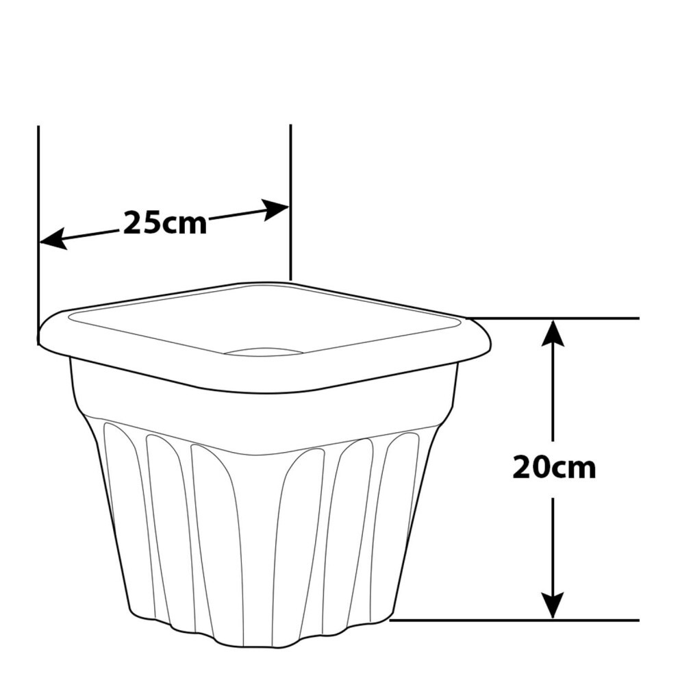 Wham Vista Upcycle Grey Recycled Plastic Square Planter 25cm 6 Pack - image 4